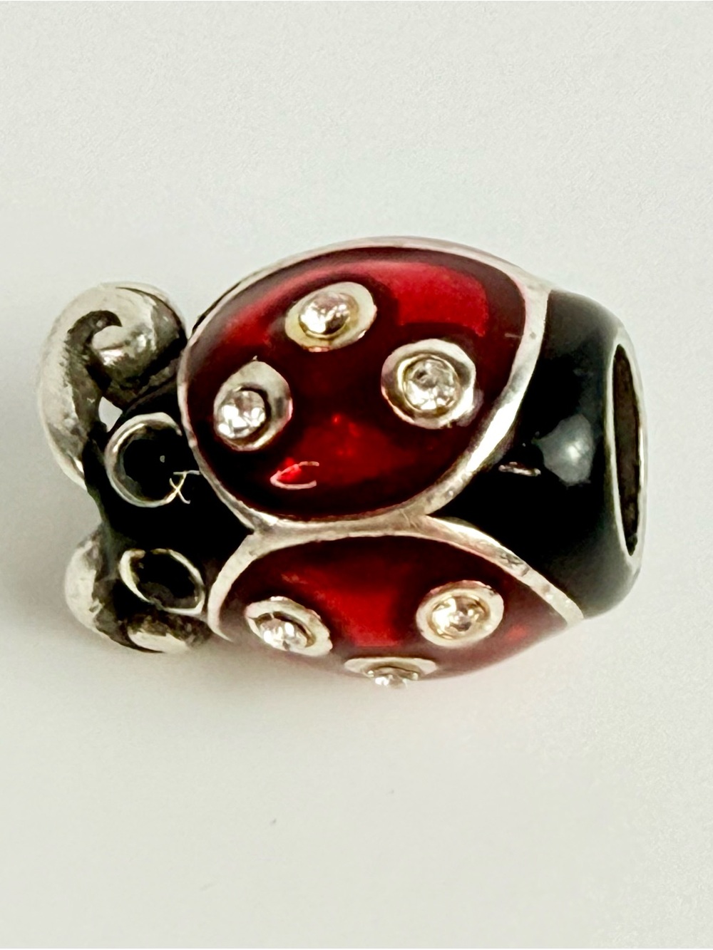 Brighton Retired "Lady Bug" Bead Discontinued Red/Black/Silver Swarovski Crystal